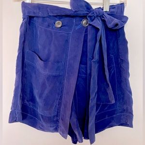 Blue silk shorts